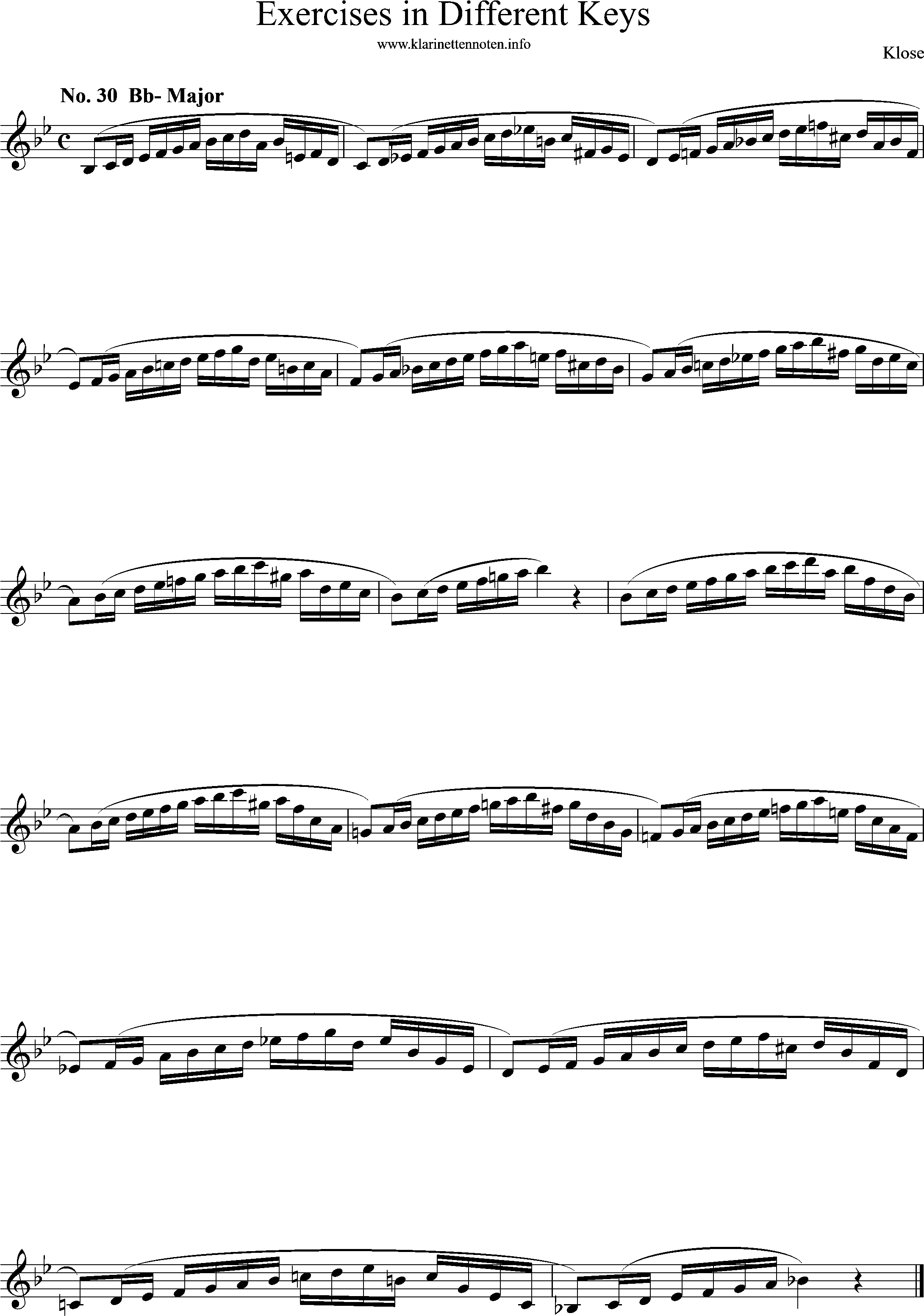 Exercises in Differewnt Keys, klose, No-30, Bb-major